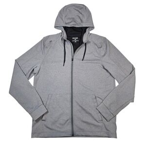 Rhone Spar Mens Gray Performance Full Zip Stretch Hooded Sweatshirt Hoodie, Sz M